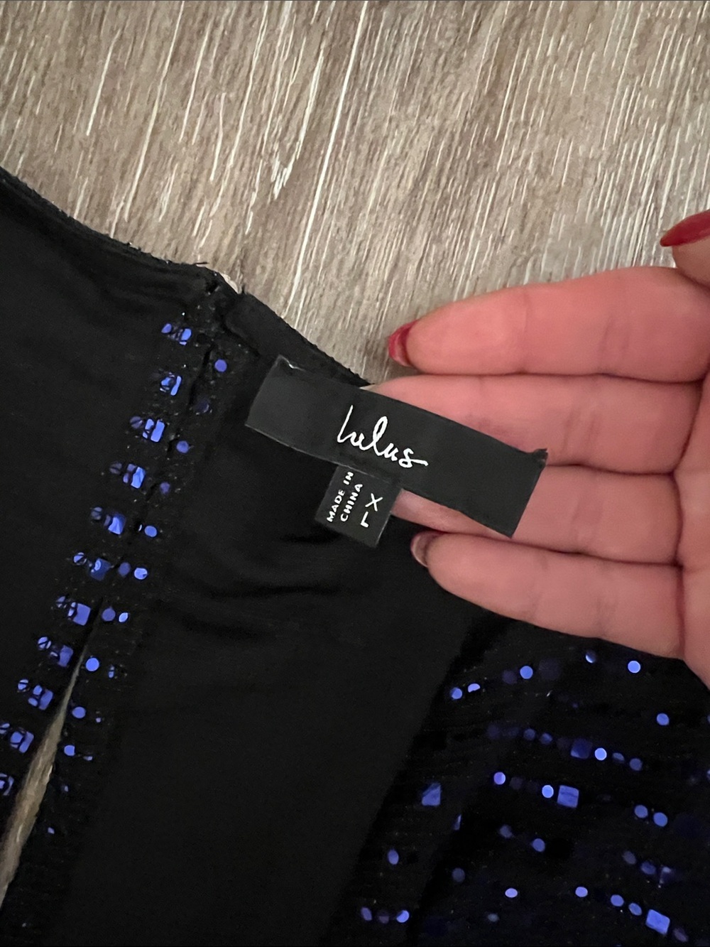 Lulu's Navy Blue Sequin Long-Sleeve V-Neck Romper - Picture 3 of 5